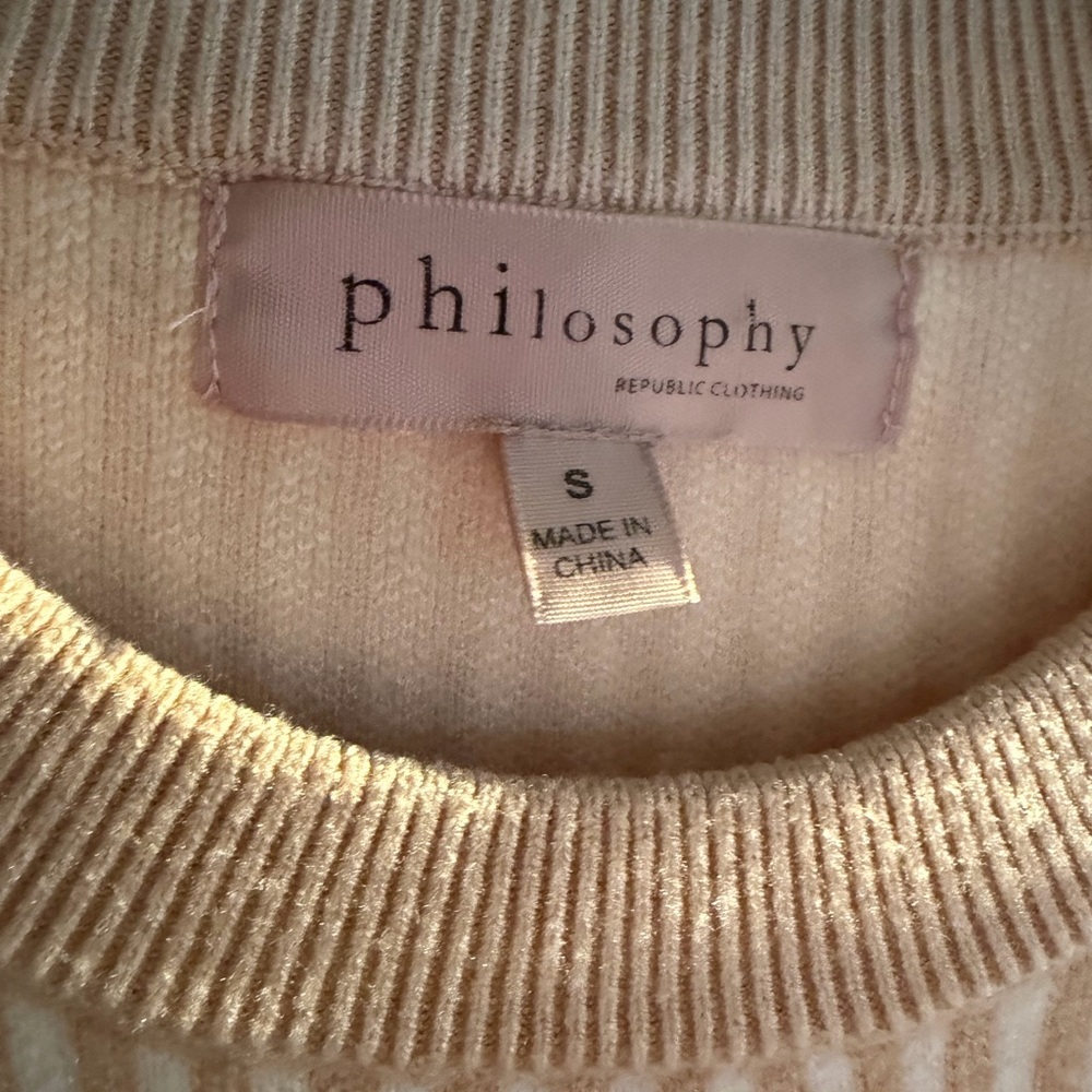 Philosophy Cream and Pale Pink Striped Crewneck Sweater - Picture 4 of 5